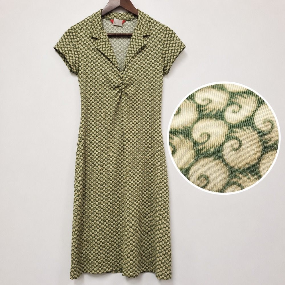 Esprit Vintage Y2K Dress Size S Psychedelic Hippie Artsy Twee Green Sheath